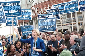Elizabeth Warren rally on election eve in Peabody Square: Now Senator-elect, Warren won Dot's precincts with about 83 percent of the vote on Tuesday.